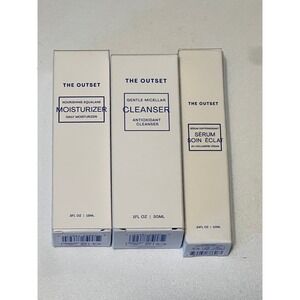 The Outset Skincare Set Cleanser Serum Moisturizer Travel New 3 Piece Bundle